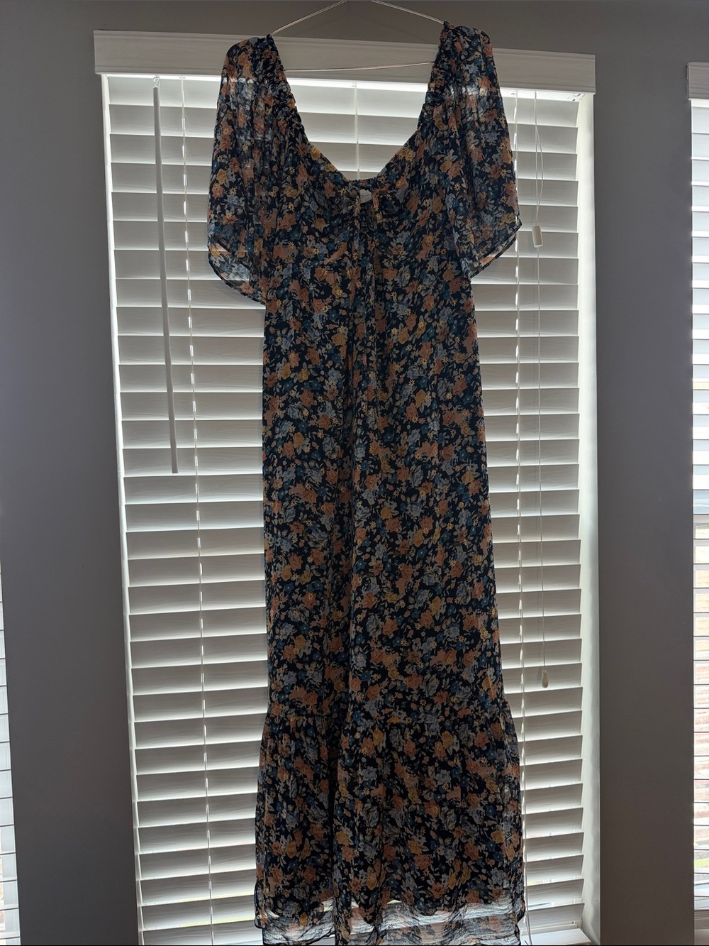 Floral Maxi Dress in Navy and Gold - Women